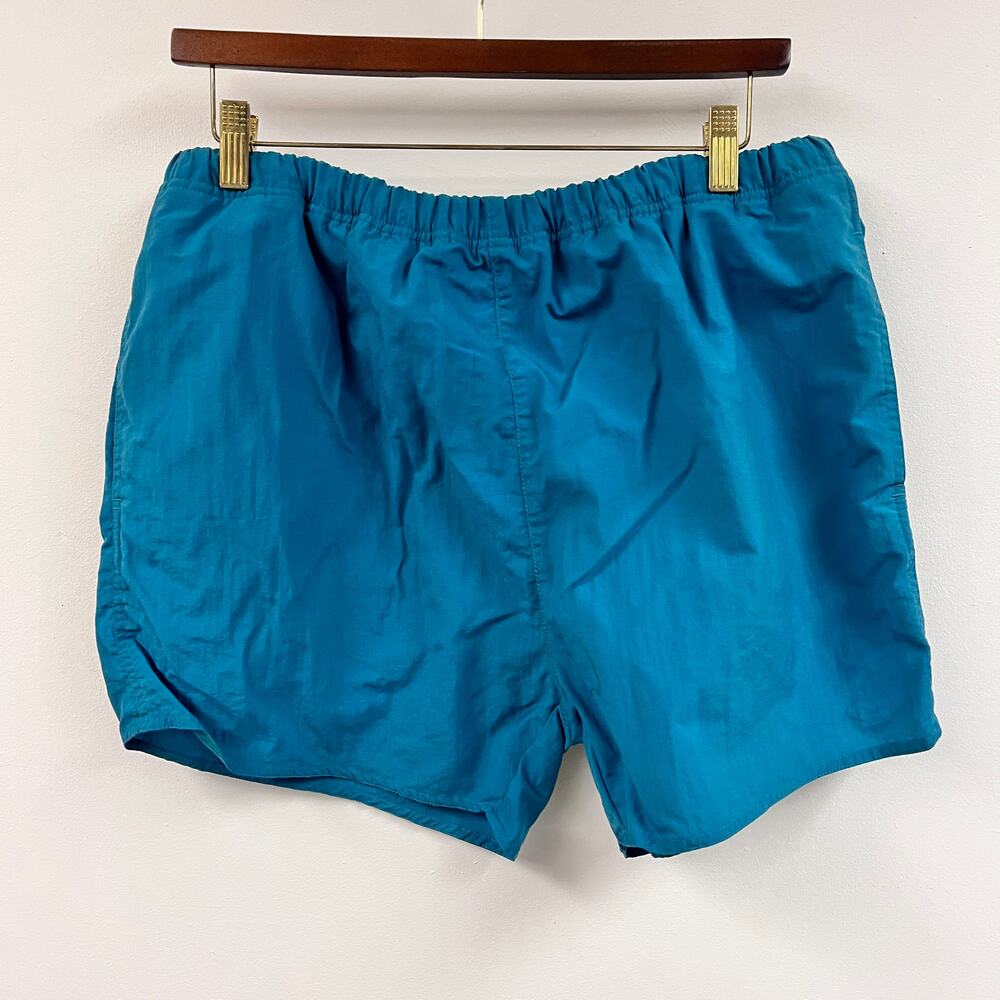 vintage men's 1990's Bayou Sports nylon swim trunks mesh lining teal green Med